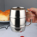Double steel beer cup creative 304 stainless steel draft beer milk cup coffee milk tea cup children's drinking cup with handle