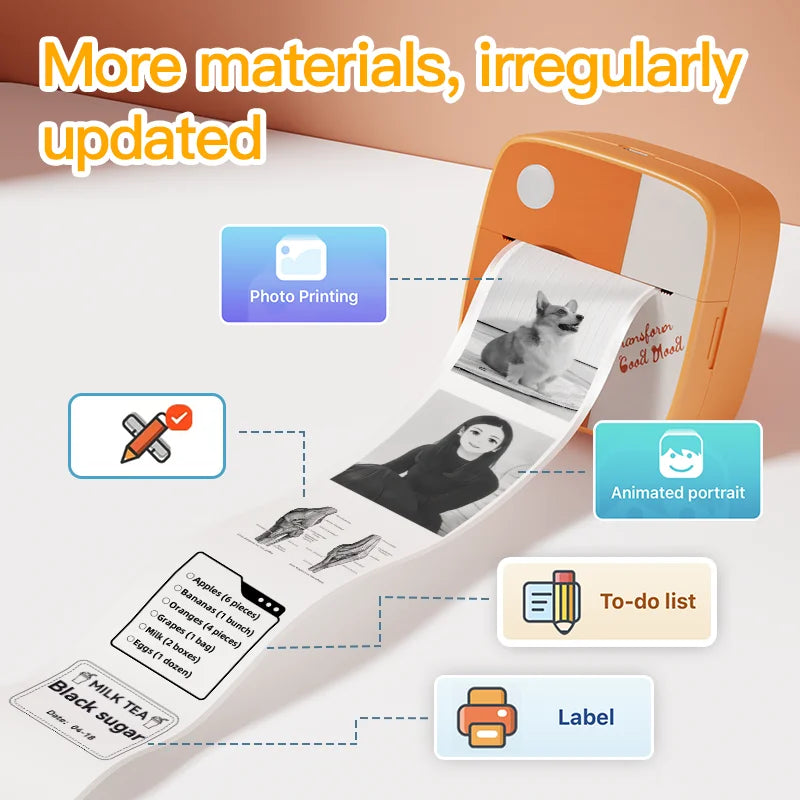 New Photo Printing Machine D2 Mini Printers Thermal Paper Stickers Paper Printer Label Sticker Printer Label Maker Printer