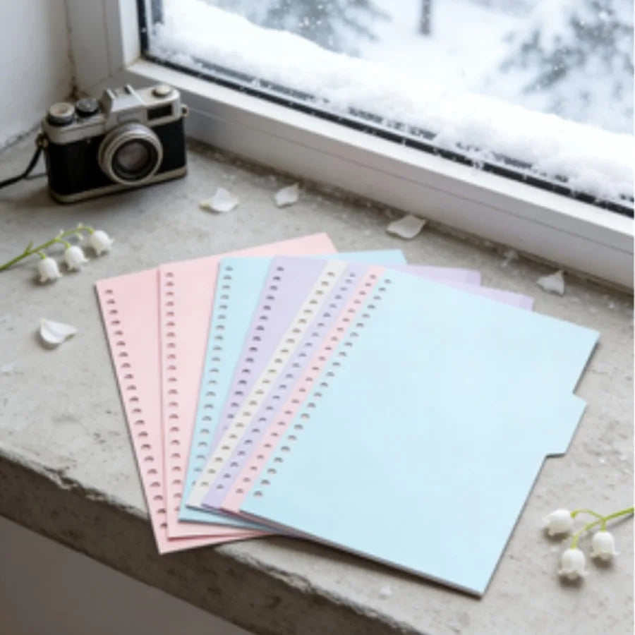 Notebook 4-color Plastic Pp Classification Page B5 Workbook Partition Page A5 Loose-leaf Coil Book Index Tab