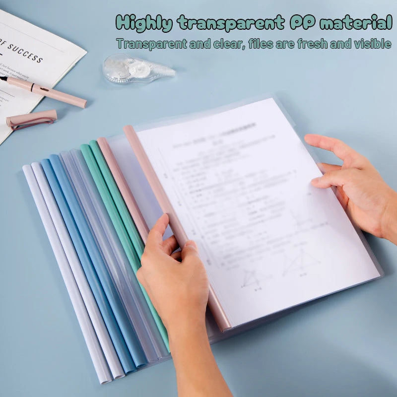 5pc/set A4 Transparent Folder Thickened Plastic Folder File Waterproof Test Paper Storage Bag Office Document Classification Bag