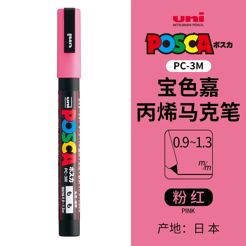 uni POSCA POP Water-Based Marker,Assorted Colors PC-1M/3M/5M 0.7~2.5mm Tips Professional Acrylic Paint Pen for Artists&Designers
