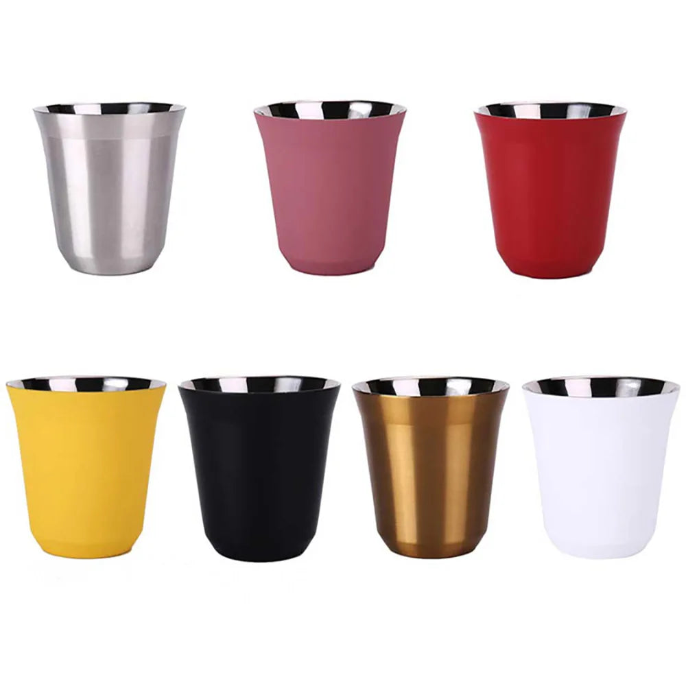 160ML 304 Espresso Mugs Stainless Steel Coffee Milk Water Drink Breakfast Cups Insulated Double Wall Safe Texture
