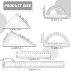 30cm Ruler Set - 6-Piece Measuring and Drawing Kit with Straight Ruler, Protractor, and Triangle Set