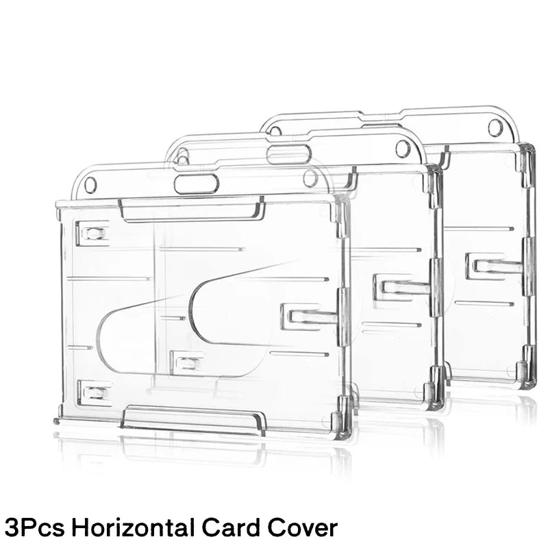Transparent Double Cards Slots ID Tag Badge Holder with Badge Reel 2 Cards Storage Organizer Employee Pass Work Card Case Sleeve