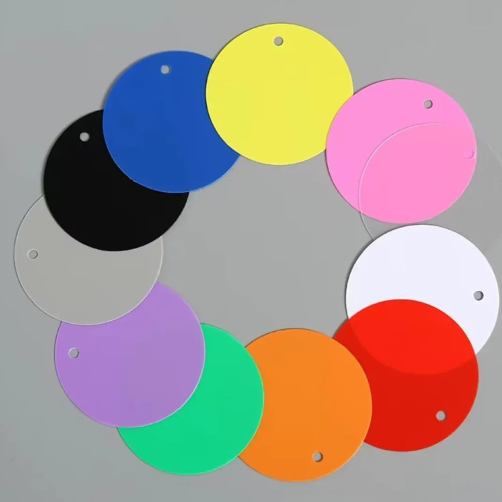 100pcs Colorful PVC Round Plastic Tags, Blank Waterproof Hanging Cards for Shoes and Clothing, Customizable Logo