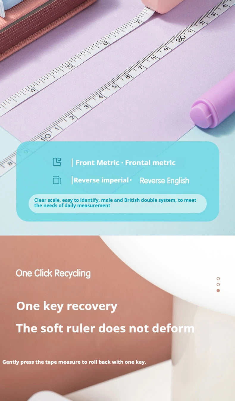 Deli 2-Meter Soft Tape Measure Flexible Telescopic Self-Locking Ruler Customized Centimeter Inch Portable for Human Sewing
