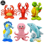 Ocean Animals Theme Disposable Tableware Plates Napkins Cup Paper Straws Whale Turtle Balloon Under The Sea Birthday Party Decor