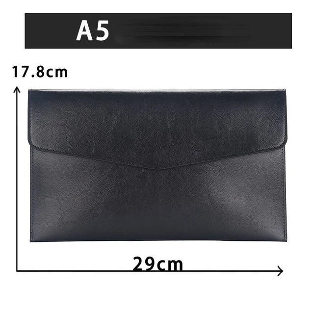 A6 A5 A4 Leather File Folder Data Package Document Bag Fashion Briefcase Data Contract Bill File Bag School Office Supplies