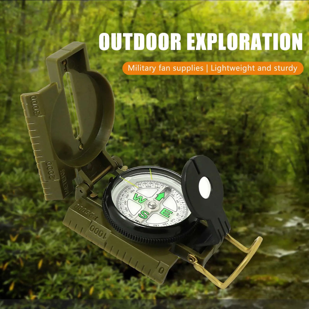 Portable Compass Multi-functional Military Compass Accurate Camping Compass with Hook for Hiking Geology Activities
