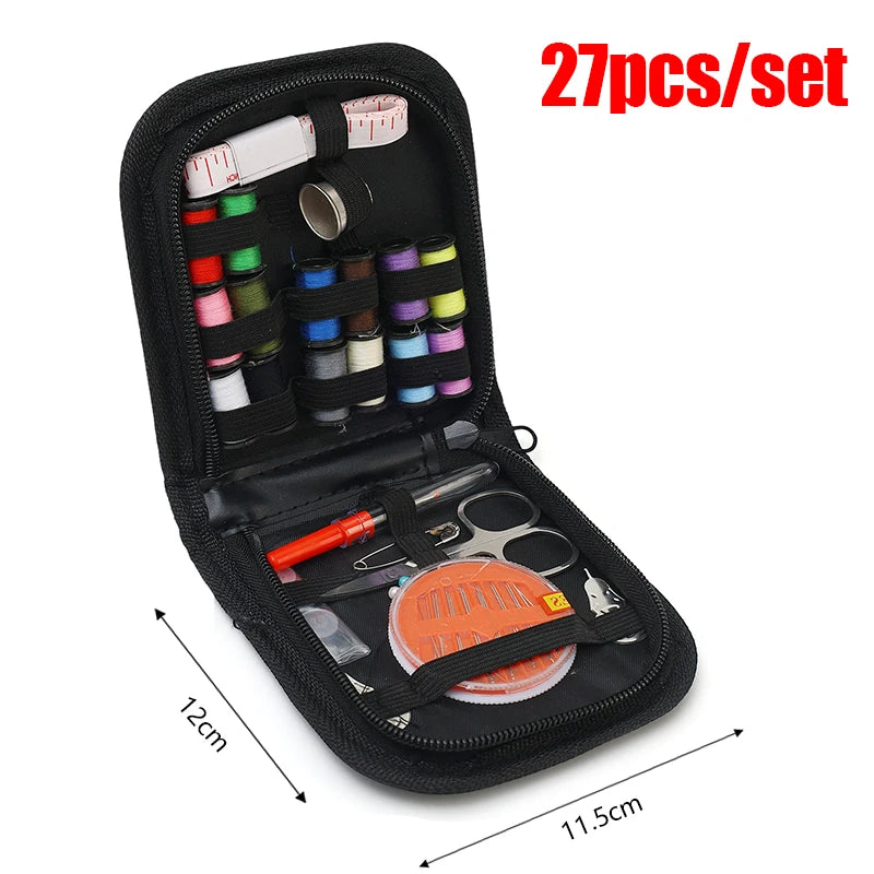 172/128/67/27pcs/set Sewing Kit with Threads Needles Scissors Tape Measure Buttons Storage Bag Portable Travel Sewing Box Tools