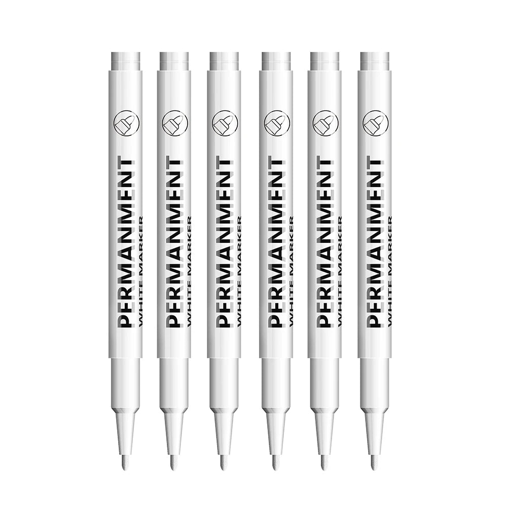 3/6/12 Pcs Waterproof Marker Pen White Black Inks  2mm Tip For Rock Painting Stone Ceramic Glass Wood Tire Fabric Metal Canvas