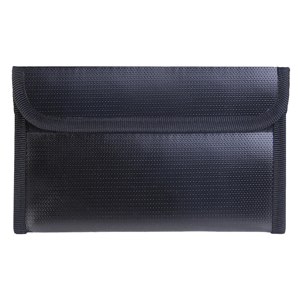 Fireproof & Waterproof Bag, File Storage Bag with Zipper Reusable Pouch for Certificates, Money, Cards (Black, Silver)