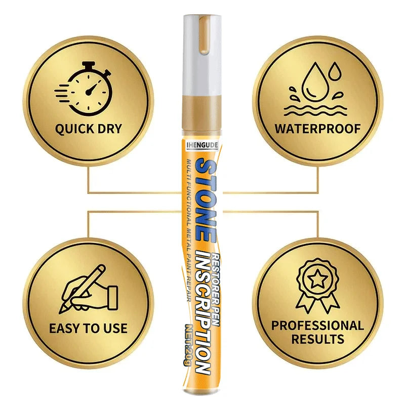 Gravestone Repair Pen 20g, Fade-Resistant, Tombstone Inscription Restoration, Restores Faded Engravings, Anti-Weathering, Gold-Plated Marking Pen