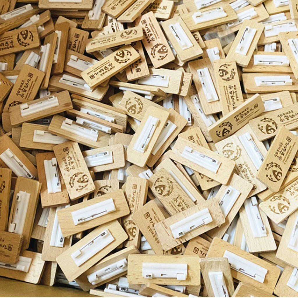 6*2/6.5*2.5 Custom Wooden Name Tag Badges  Personalized Engraved Identification with Pin or Magnetic Backing Plates for Business