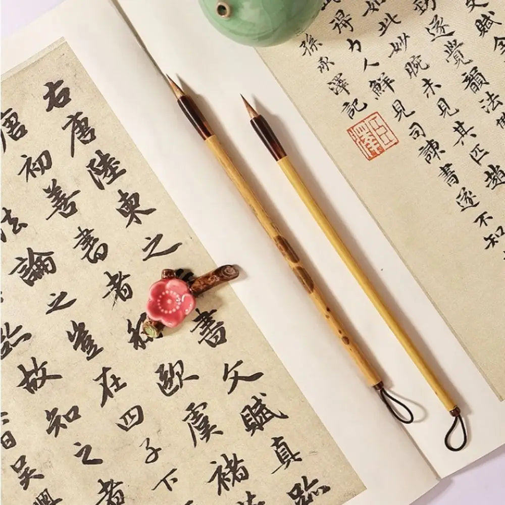 Oil Watercolor Chinese Calligraphy Brush Wolf Hair Bamboo Scriptures Writing Brush Oil Painting Art Paint Brush Watercolor