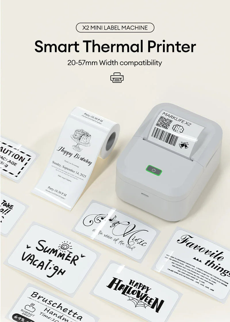 Marklif X2 Portable Thermal Printer Mini Pocket Printer Self-Adhesive Sticker Labeling Machine Similar as B21 B1 Printer Noink