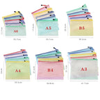 5PCS Stationery Storage Folder File Mesh Zipper Pouch A4 A5 A6 B5 2PCS A3 B4 Document Bag Zip File Folder School Office Supplies
