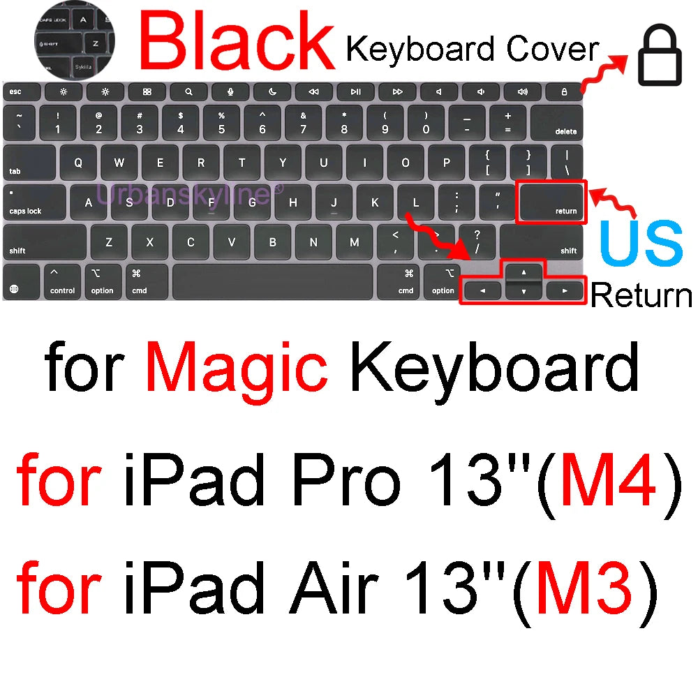 Keyboard Cover for iPad Pro 13 M4 12.9 Magic Keyboard Air 11 M3 10 10.5 10.9 M2 M1 Smart Case Folio Silicone Protector Skin TPU
