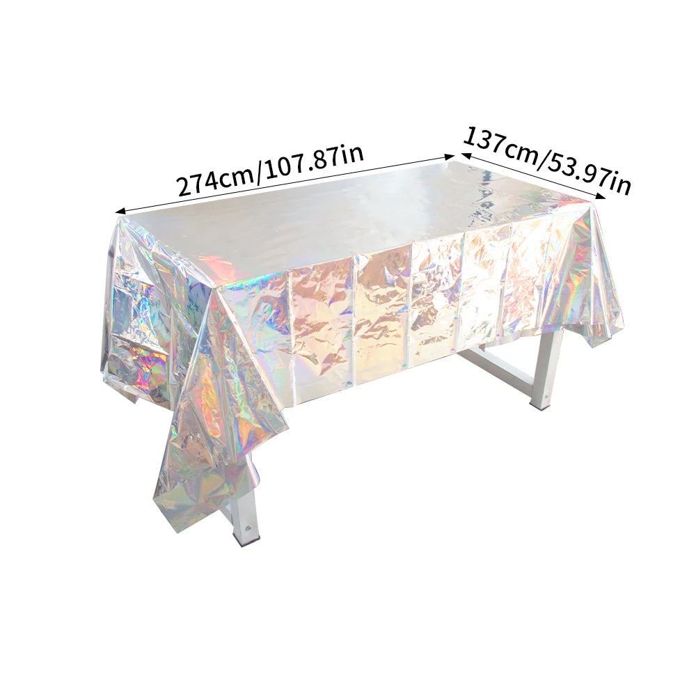 Silver Laser Paper Disposable Tableware Set Dinner Paper Plate Cup Napkin Tablecloth for Birthday Party Retirement Wedding Party