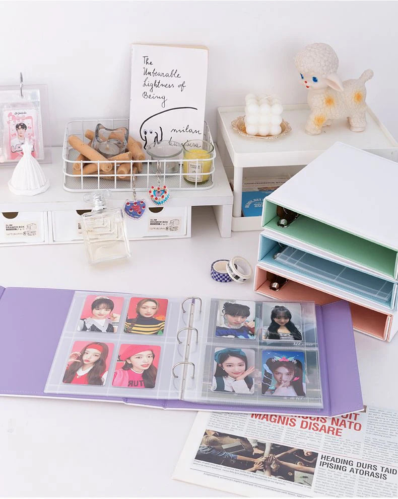 A5 Binder Photocards Magnetic D 3/7 Ring Kpop Photo Album Photocard Holder Collection Book Macaron Binder 1 2 4 Pocket Sleeves