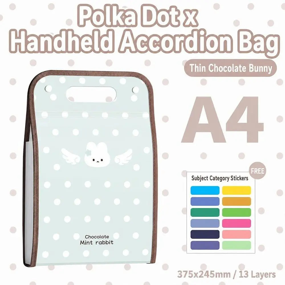 PP Accordion File Organizer Vertical Multi-Compartment Structure Expanding File Folder Portable Carry Handle Cute Pattern