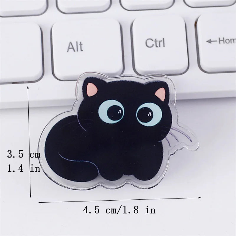 7 pcs Cute cartoon black cat clip acrylic double-sided high-definition pattern paper clip stationery supplies