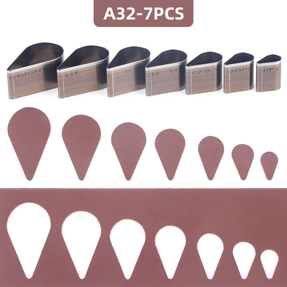 7Pcs Leather Die Cutter Hollow Punching Tool Cutting Mold Punching Die Set for Handmade DIY Leather Craft 20/25/30/35/40/45/50mm