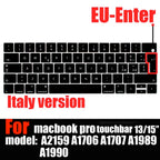 Keyboard Cover For MacBook Pro with Touch Bar 13&15 2016-2019 Model: A2159, A1989, A1990, A1706, A1707), Silicone Skin Protector