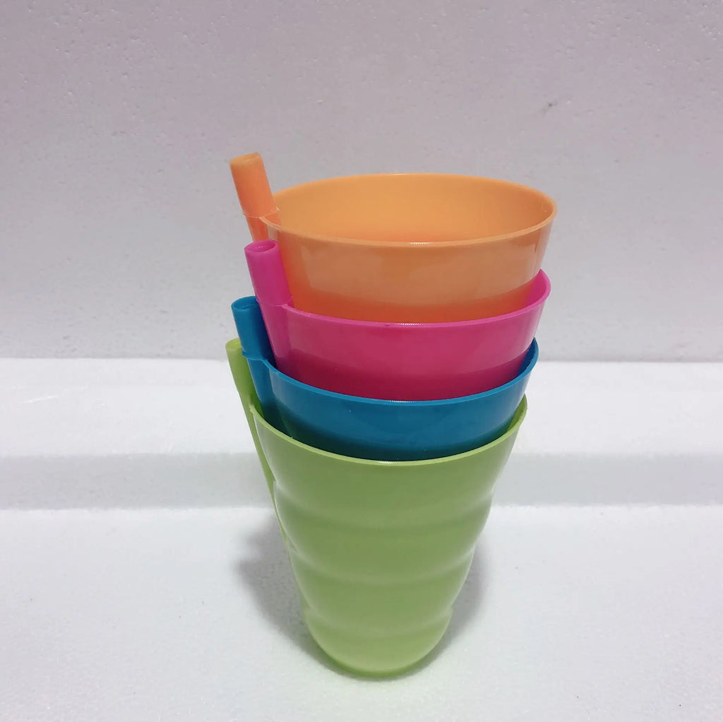 10OZ Cups for Kids Built In Straws for Everyday Use Stackable BPA Free Plastic Sip-A-Cup Drink Tumblers for Water Juice Milk