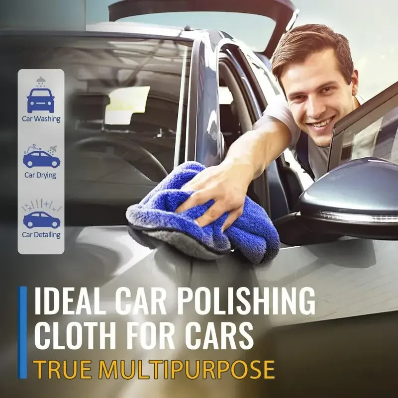 1/5pcs Microfiber Car Washing Towel Soft Quick Drying Windows Mirrors Wiping Rags Home Double Layer Cleaning Cloths 500GSM