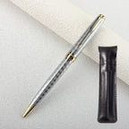 Luxury Metal Ballpoint Pen Stainless Steel Golden Trim Gift Writing Stationery Office School Supplies