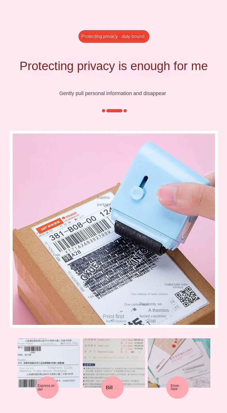 Theft Protection Roller Stamp Privacy Stamp Roller for Protecting Confidential Data and Personal Information Theft Protect