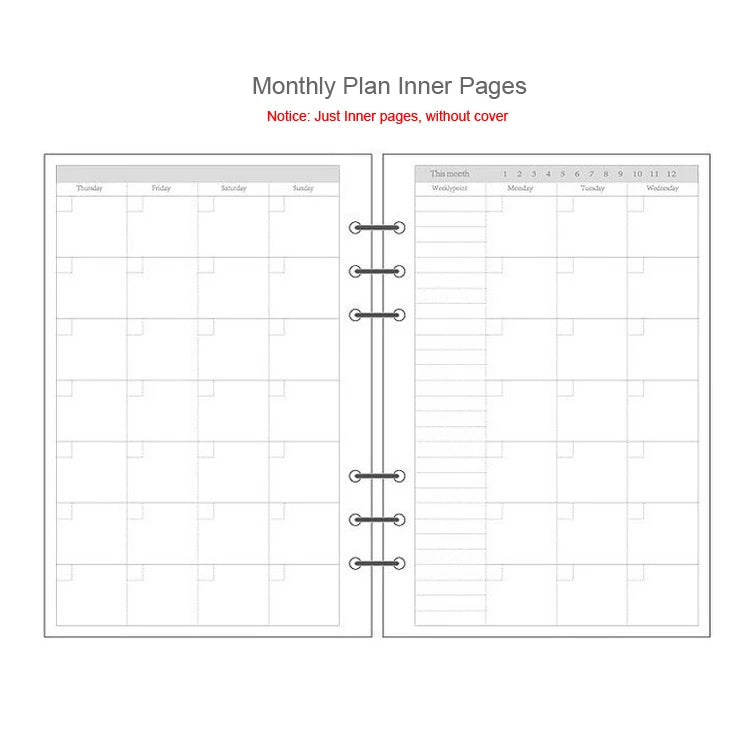 45 Sheets A5 A6A7 Loose Leaf Notebook Refill Spiral Binder Inner Page Weekly Monthly To Do Line Dot Grid Inside Paper Stationery