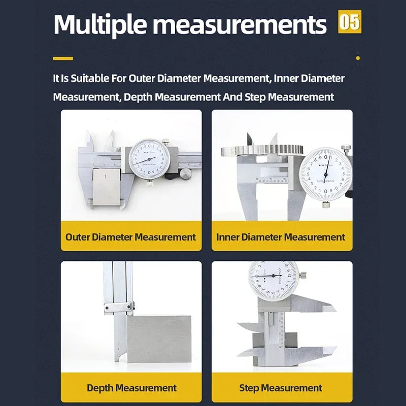 Vernier Caliper Professional Pachymeter Carpentry Tools Measuring Tool Micrometer Ruler Stainless Steel Pachometer Dial Calipers