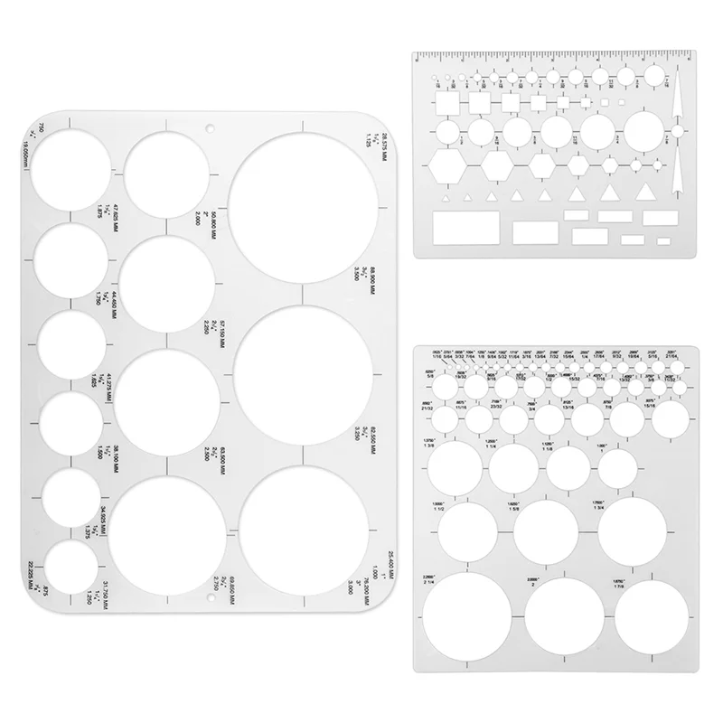 J1UL1N 3Pcs Circle Templates For Drafting Flexible Circle Stencils With Geometric Shapes 6 Sizes Plastic Measuring Rulers