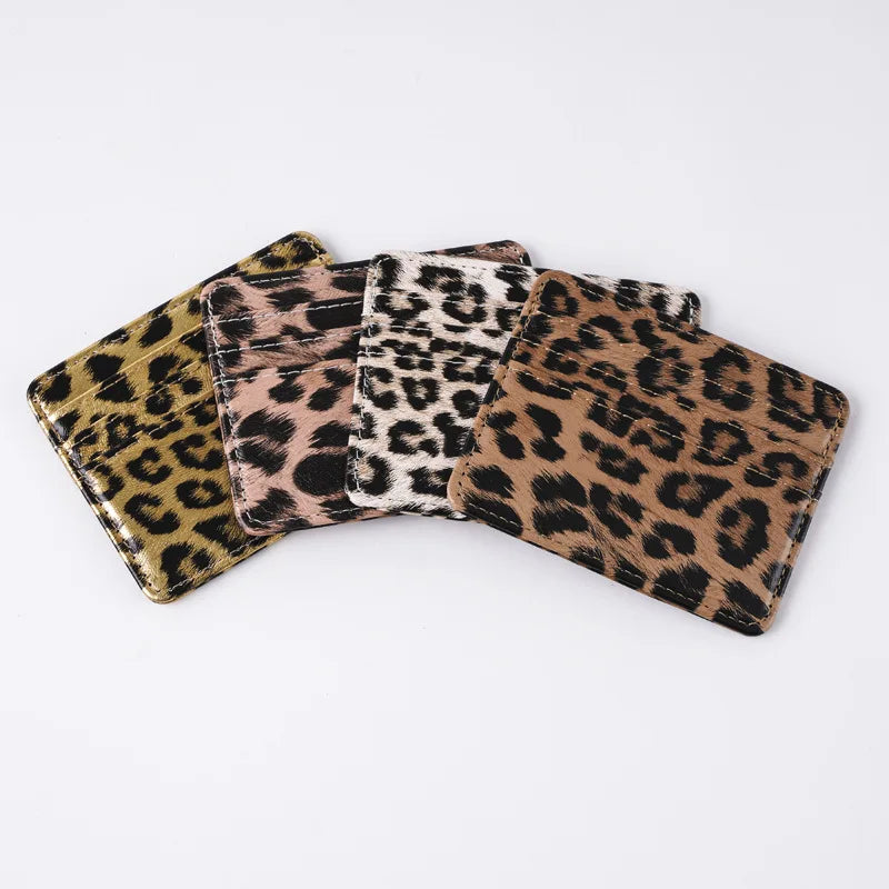 Classics Leopard Print PU Leather Card Wallet Fashoin Bus Id Business Coin Money Thin Card Holder for Men & Women