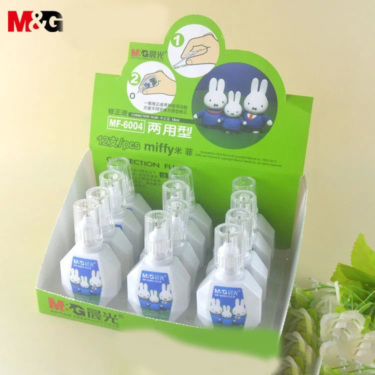 M&G Correction Fluid for Student and Office Use, 18ml / Bottle, Corrects Errors, 2 Ways to Use, Brush and Tip