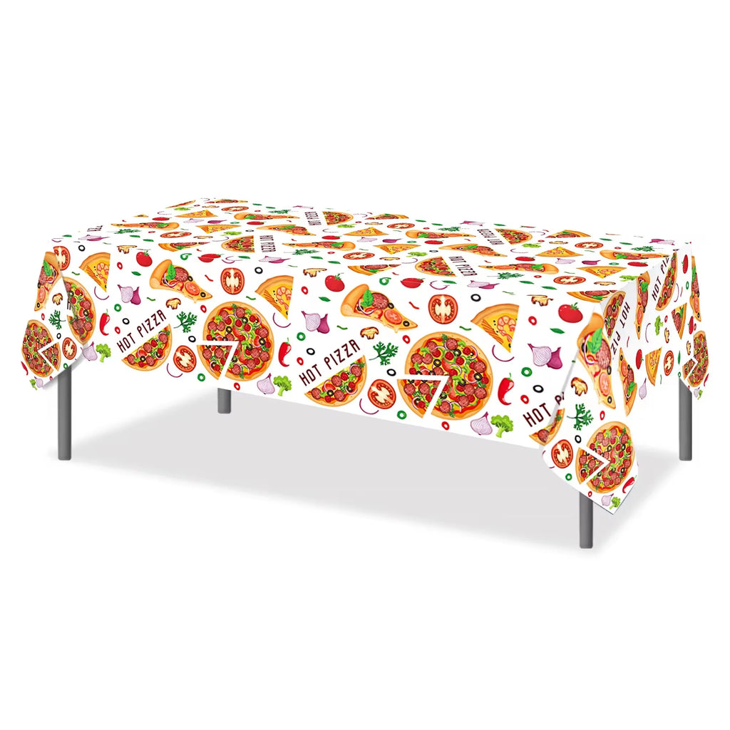 130*220cm Pizza PE Table Cover Birthday Party Decorations Plastic Tablecloth Disposable Party Supplies