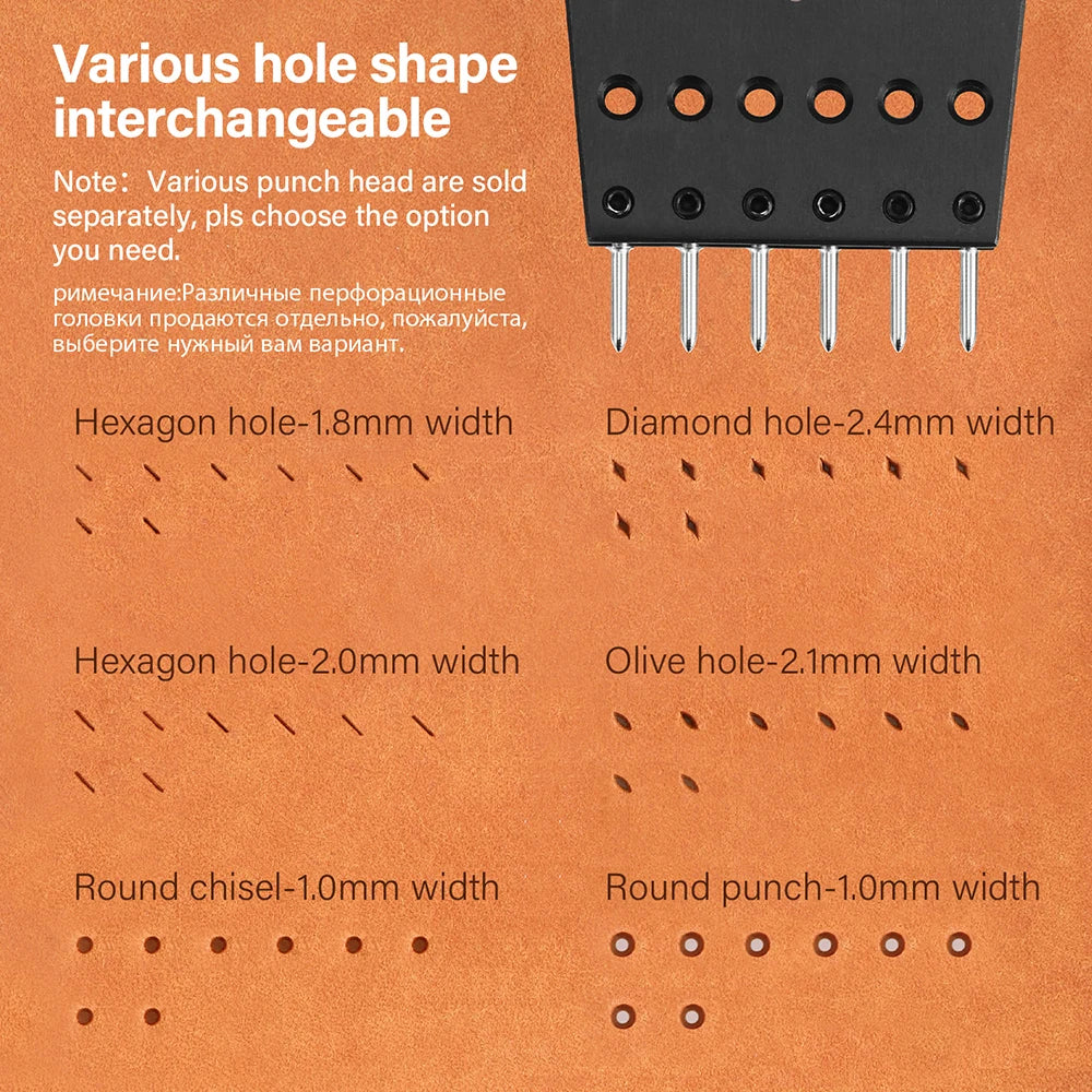 WUTA 3G Leather Punches Head Replaceable Pricking Iron Removable Diamond Olive Round Hole French Style Chisel DIY Craft Tools