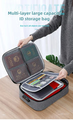 Lockable Document Storage Bag Multi Compartment Passport Card Certificate Organizer Travel Household Important File Box
