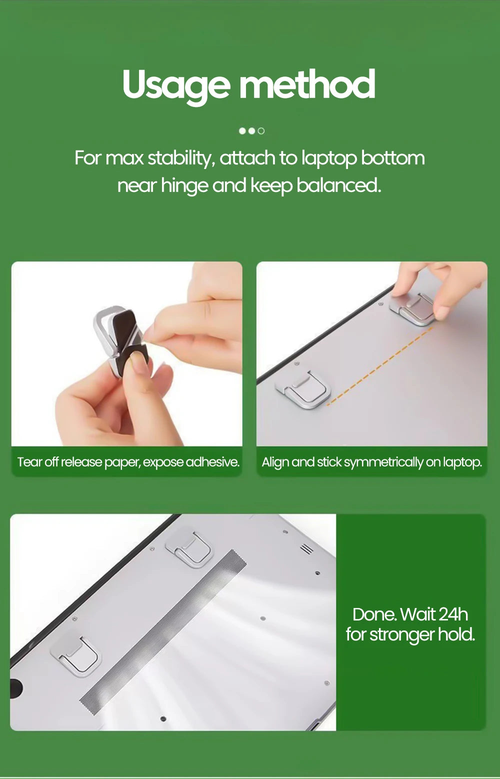 Elough Portable Laptop Atand Invisible Adhesive Bracket Folding Storage Height-Increasing Stand Keyboard Foot Pad Support Stand