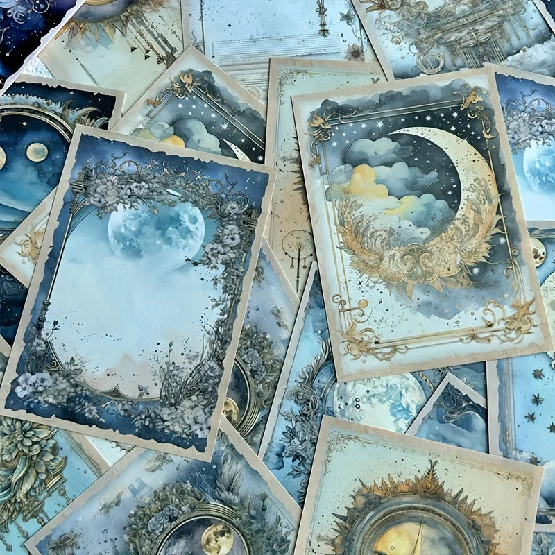 30 sheets lunar starry sky Retro Scrapbooking Material Background Paper Journal Hand Account DIY Creative Stationery Supplies