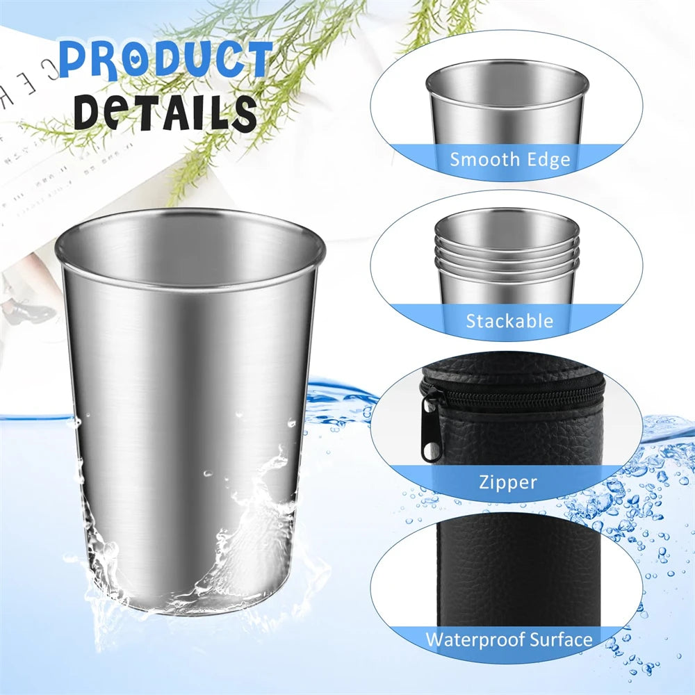 30ml/170ml Stainless Steel Cups Mini Set Outdoor Practical Travel Whiskey Glass Portable Drinkware Kitchen Dining Bar Home Party