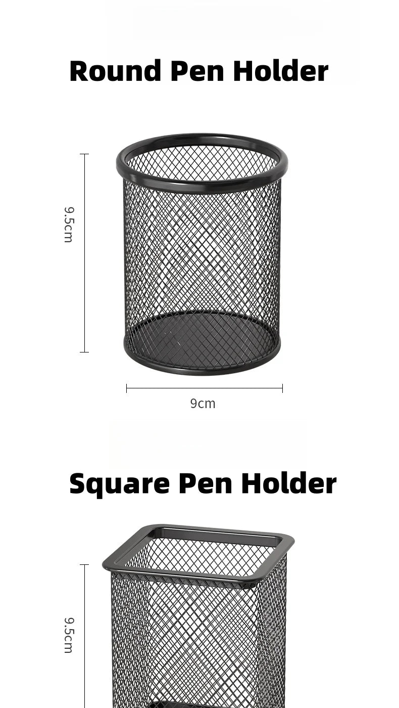 7 Compartment Metal Mesh Desktop Organizer with Drawer Pen Pencil Holder Stationery Storage for Home Office School Students Dorm
