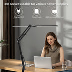 Double Head LED Desk Lamps Led Computer Monitor Light Stepless Dimmable USB Table Lamp for Office Study Reading Lighting Fixture