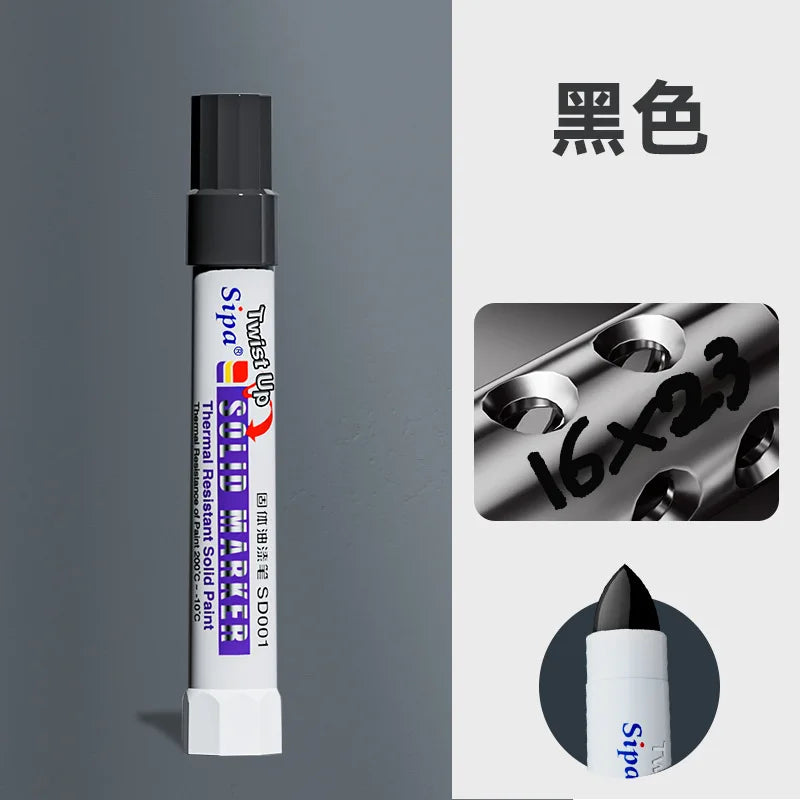 Solid Paint Marker Oil-based Ink Waterproof High Temperature Resistant for Writing Marks on Metal Wood Plastic Glass Stone