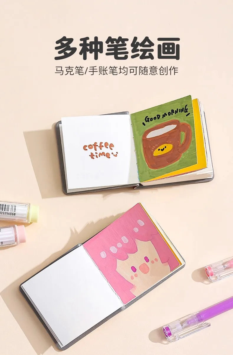 3pcs/set Colorful Mini Drawing Books Square Watercolor Sketchbook Thick Paper Drawing Books Study Art Art Supplies