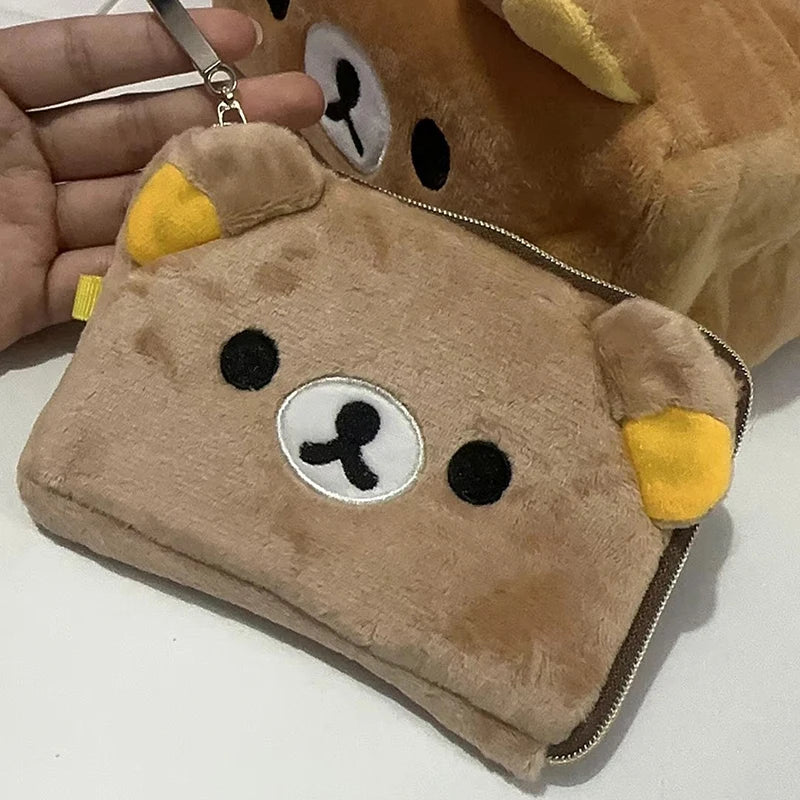 2025 New Kawaii Rilakkuma Peripheral Transparent Wallet Anime Themed Card Case And Key Case Storage Organizer Girl Birthday Gift
