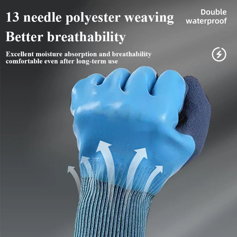 Waterproof Latex Gardening Gloves, Puncture Stab Resistant Wearproof Labor Protective Gloves for Planting Flower Work