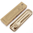 Fork Spoon Chopsticks Bowls Cup Dish Dinnerware Set High Grade Wheat Straw Tableware Children's Unbreakable Dishes Camping Set